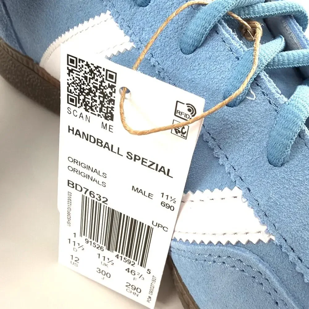Adidas Handball Spezial Shoes Light Blue Cloud White Gum Size 12